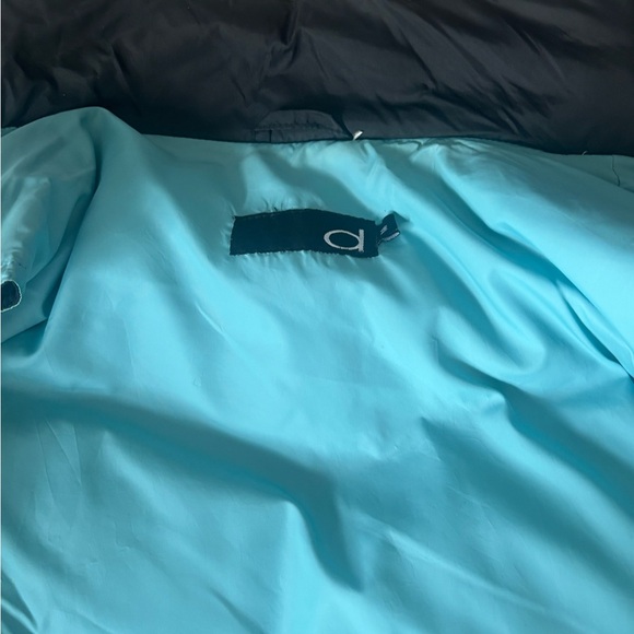 Dynamite Two-Tone Puffer Jacket in Black and Aqua - Picture 3 of 5